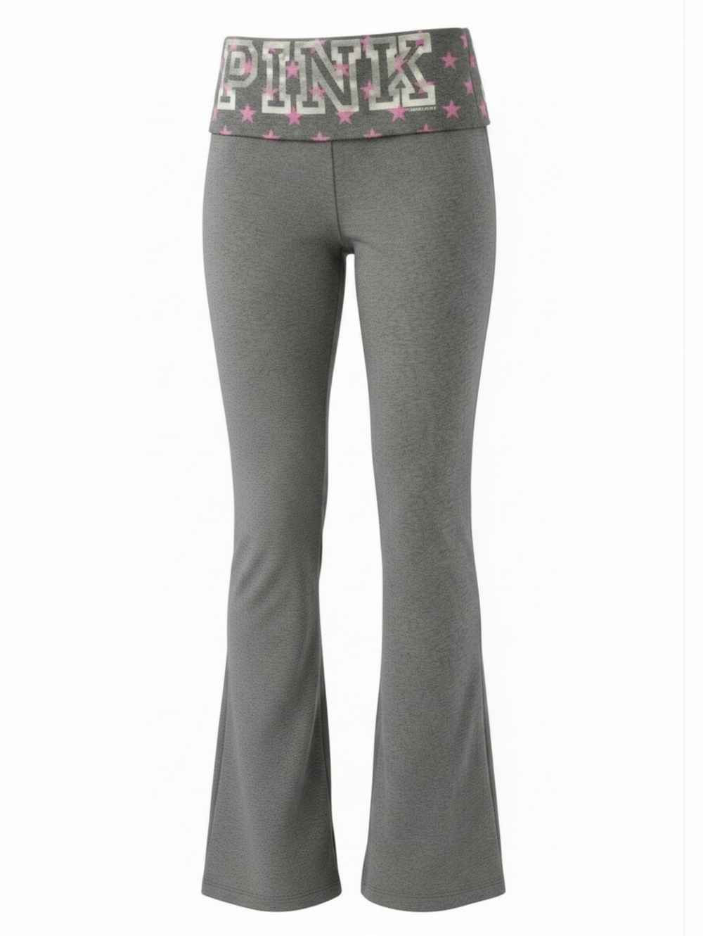 NWT Vintage Victoria's Secret PINK Gray Pink Star Foldover Flare Leggings
